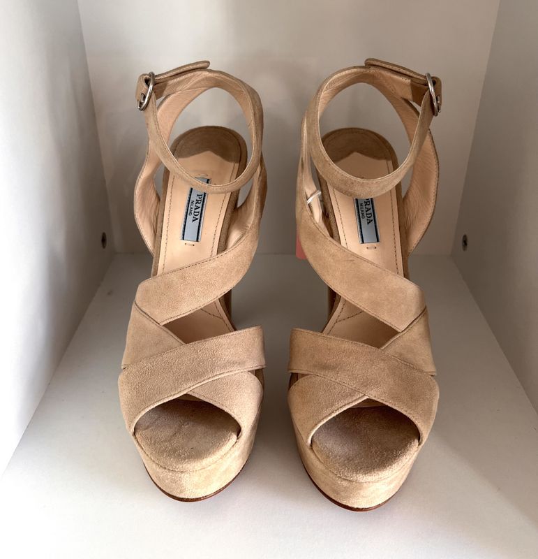 102439 - Prada Platform Suede Sandals